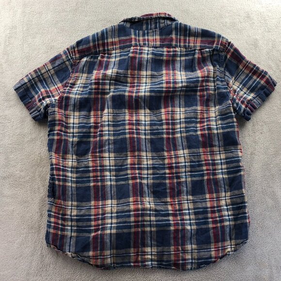 J.Crew Mens Shirt Size XL Short Sleeve Slim Fit Plaid Button Down Linen Blend - Picture 11 of 11